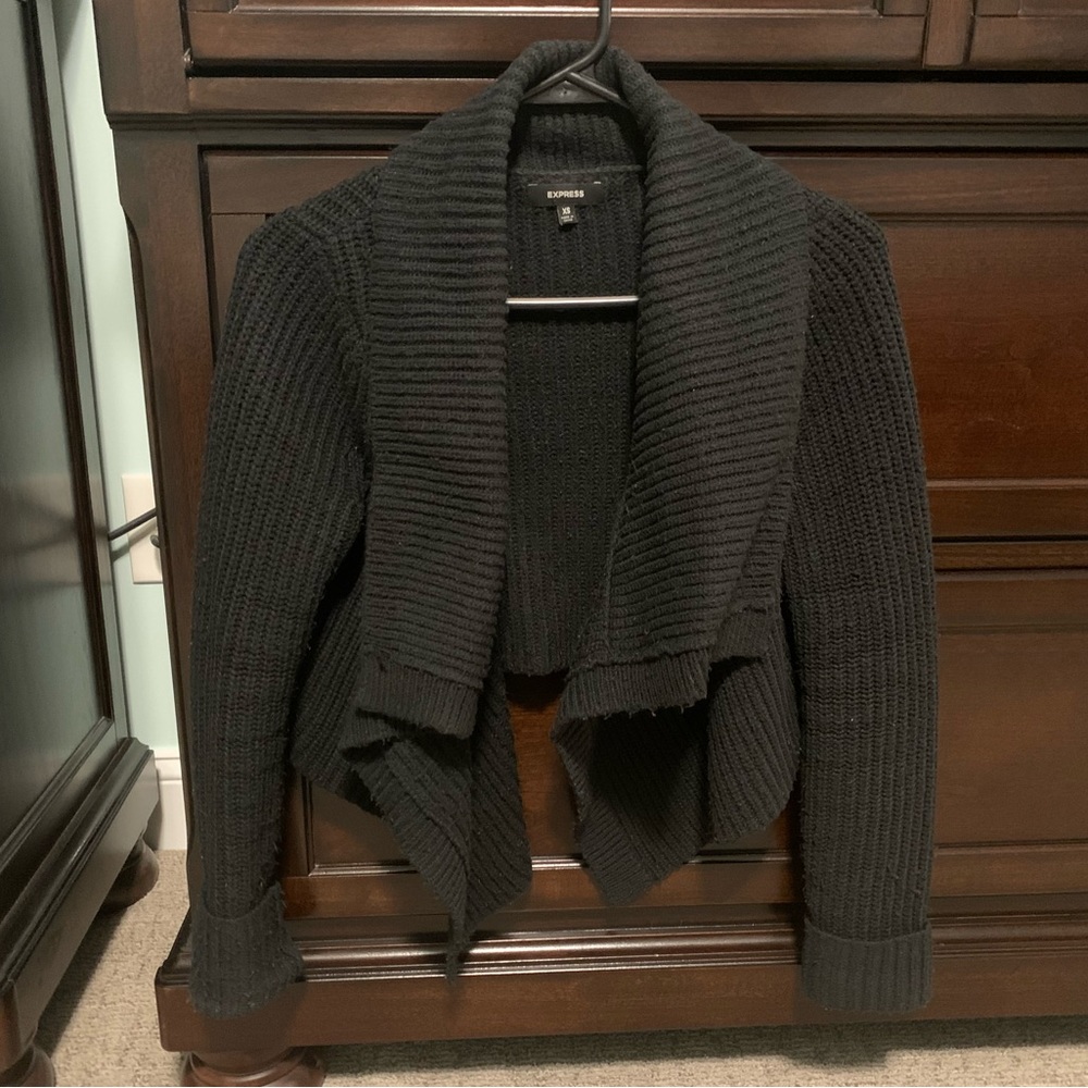 Express Black Fly Away Crop Sweater